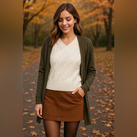 1. Express White Cable Knit Wrap Sweater Size:XS - Picture 1 of 3